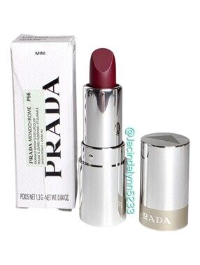 Prada Monochrome Hyper Matte Lipstick Mini Travel Size P56 Notte Deep Berry Red